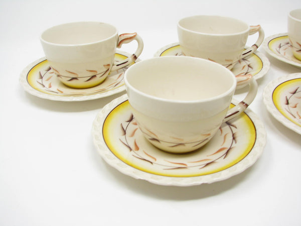 Vintage Metlox Vernon Kilns Arcadia Cups & Saucers - 10 Pieces