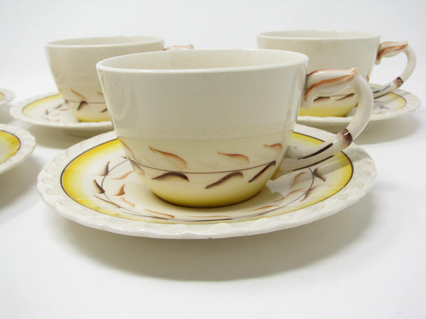 Vintage Metlox Vernon Kilns Arcadia Cups & Saucers - 10 Pieces