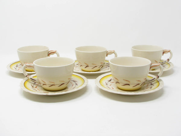 Vintage Metlox Vernon Kilns Arcadia Cups & Saucers - 10 Pieces