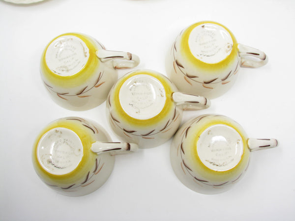 Vintage Metlox Vernon Kilns Arcadia Cups & Saucers - 10 Pieces