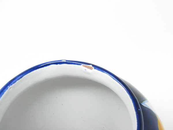 Vintage Mexican Clay Pottery Vase with Hand-Painted Calla Lily Pattern