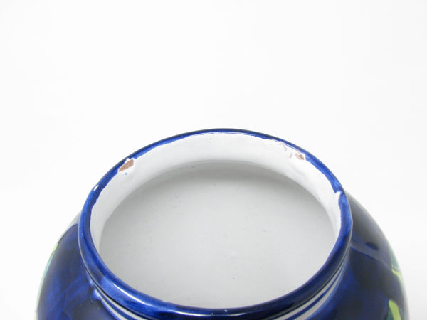 Vintage Mexican Clay Pottery Vase with Hand-Painted Calla Lily Pattern