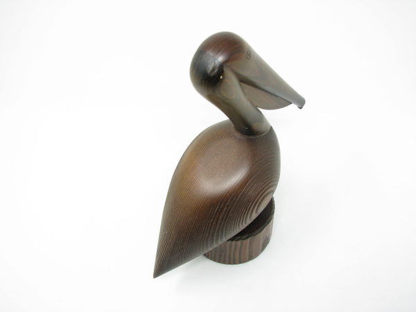 edgebrookhouse Vintage Mid-Century Modern Carved Cryptomeria Wood Pelican Figurine