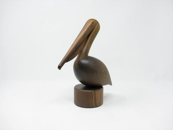 edgebrookhouse Vintage Mid-Century Modern Carved Cryptomeria Wood Pelican Figurine