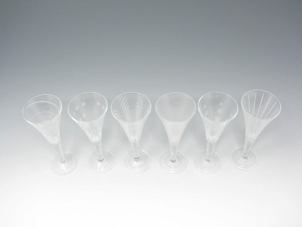 edgebrookhouse Vintage Mikasa Cheers Cordial Glasses with Line and Dot Designs - 6 Pieces