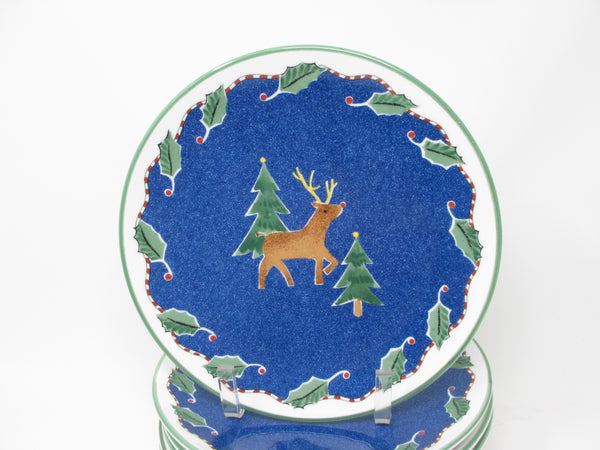 Vintage Mikasa Christmas Glow Salad Plates with Reindeer Pattern - 7 Pieces