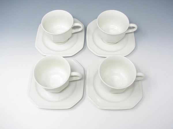 Vintage Mikasa Continental White Footed Cups & Saucers - 8 Pieces