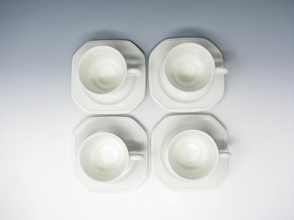 Vintage Mikasa Continental White Footed Cups & Saucers - 8 Pieces