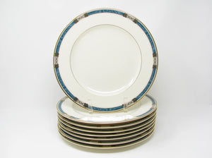 Vintage Mikasa Golden Legacy Dinner Plates with Celtic Design and Gold Rim - 8 Pieces