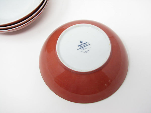 Vintage Mikasa Happy Time Bowls with Red Leaves Pattern - 4 Pieces