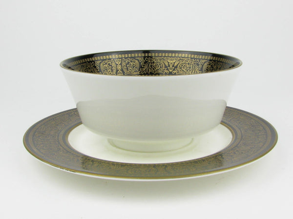 Vintage Mikasa Mount Holyoke Bone China Gravy Boat with Attached Underplate