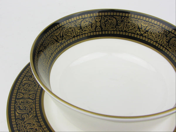Vintage Mikasa Mount Holyoke Bone China Gravy Boat with Attached Underplate