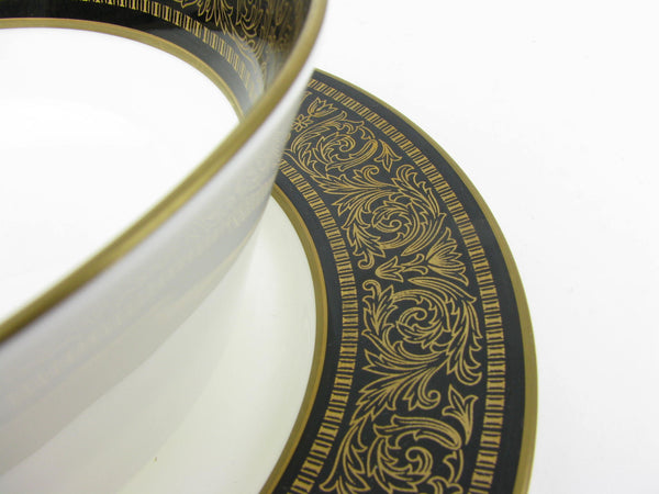 Vintage Mikasa Mount Holyoke Bone China Gravy Boat with Attached Underplate