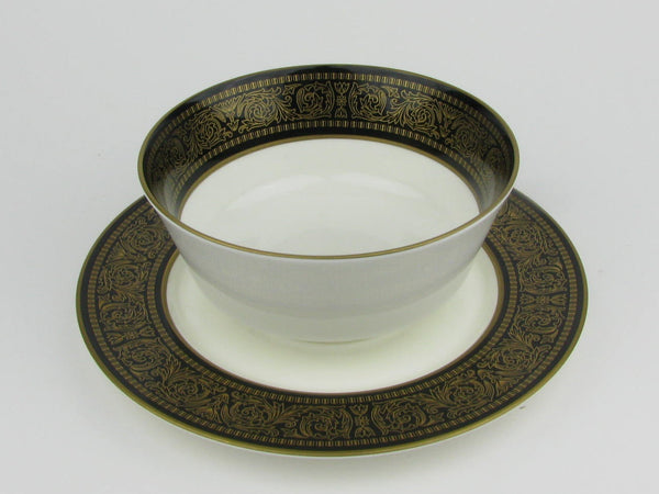 Vintage Mikasa Mount Holyoke Bone China Gravy Boat with Attached Underplate