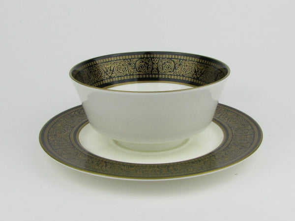 Vintage Mikasa Mount Holyoke Bone China Gravy Boat with Attached Underplate