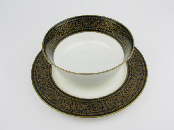 Vintage Mikasa Mount Holyoke Bone China Gravy Boat with Attached Underplate