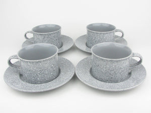 edgebrookhouse - Vintage Mikasa Ultrastone Grey Cups & Saucers with White and Black Specks - 4 Pieces
