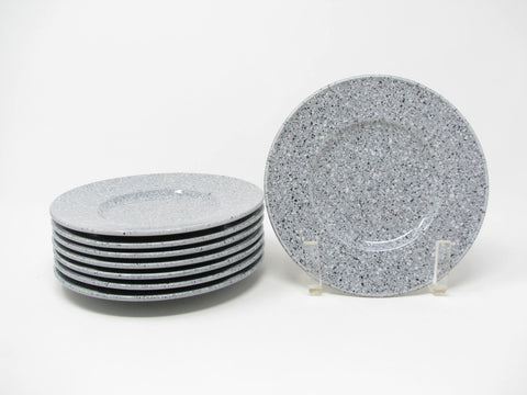 edgebrookhouse - Vintage Mikasa Ultrastone Grey Saucers or Bread Plates with White and Black Specks - 8 Pieces