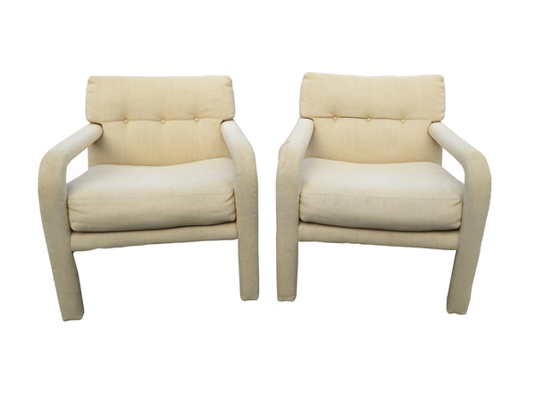 edgebrookhouse Vintage Milo Baughman for Directional Square Back Open Arm Chairs - a Pair