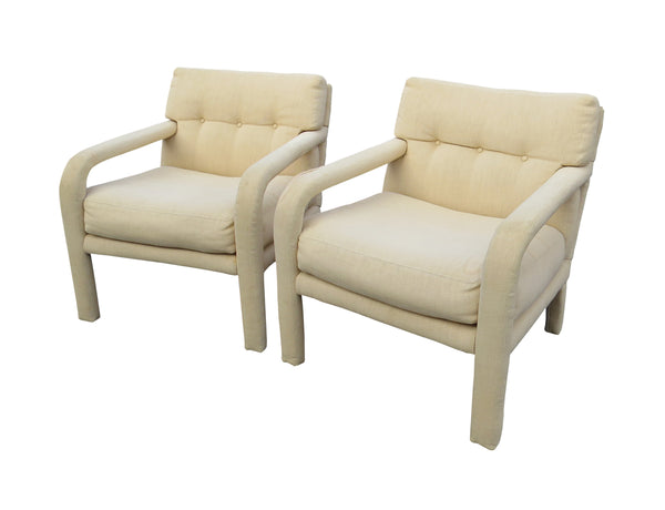 edgebrookhouse Vintage Milo Baughman for Directional Square Back Open Arm Chairs - a Pair