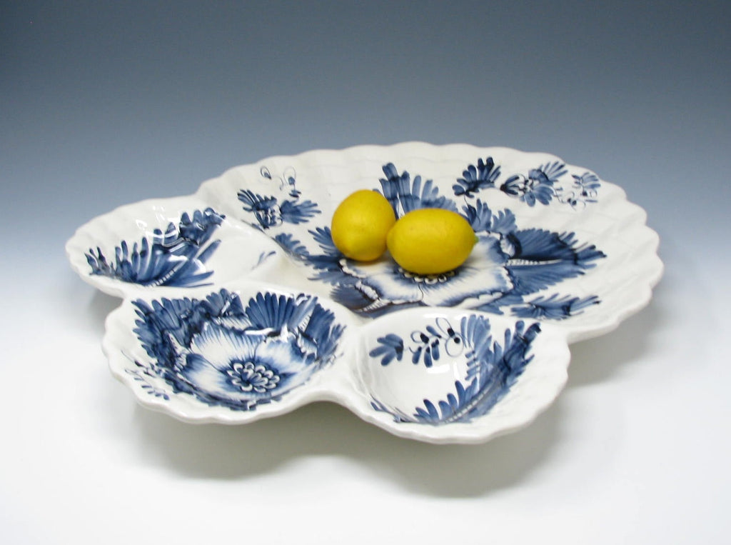 Vintage Monumental Italian Ceramic Divided Platter With Hand Painted B vintage-monumental-italian-ceramic-divided-platter-with-hand-painted-b