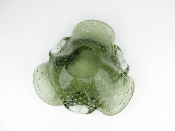 edgebrookhouse Vintage Murano Controlled Bubble Green Glass Trinket Dish