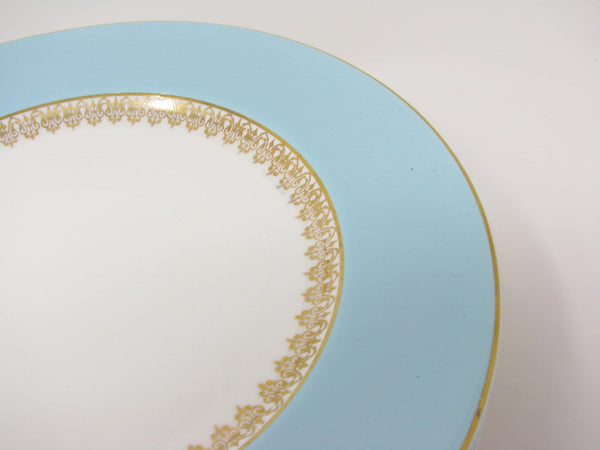 edgebrookhouse - Vintage Myott England Tiffany Blue Dinner Plates with Gold Details - 8 Pieces