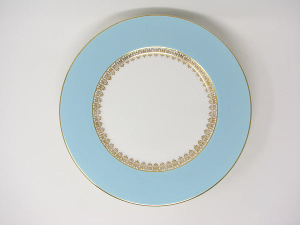 edgebrookhouse - Vintage Myott England Tiffany Blue Dinner Plates with Gold Details - 8 Pieces