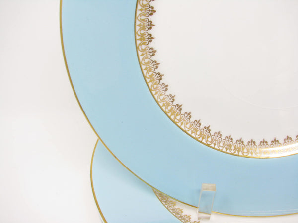 edgebrookhouse - Vintage Myott England Tiffany Blue Dinner Plates with Gold Details - 8 Pieces