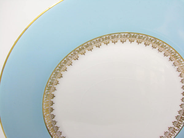 edgebrookhouse - Vintage Myott England Tiffany Blue Dinner Plates with Gold Details - 8 Pieces