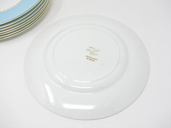 edgebrookhouse - Vintage Myott England Tiffany Blue Dinner Plates with Gold Details - 8 Pieces