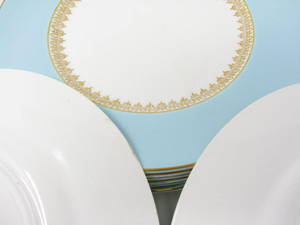 edgebrookhouse - Vintage Myott England Tiffany Blue Dinner Plates with Gold Details - 8 Pieces