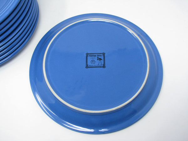 edgebrookhouse Vintage Nancy Calhoun Flamingo Periwinkle Blue Dinner Plates Made in Portugal - 10 Pieces