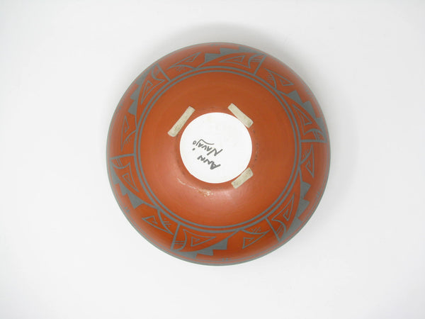 Vintage Navajo Red and Gray Polychrome Ceramic Planter, Vase or Vessel Signed Ann