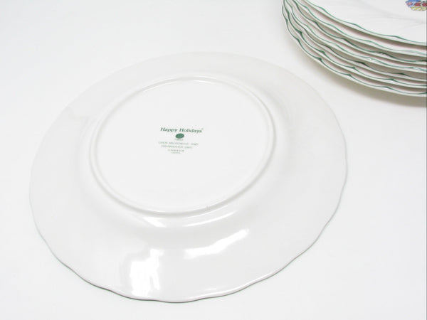 Vintage Nikko Happy Holidays Dinner Plates with Christmas Tree Pattern - 8 Pieces