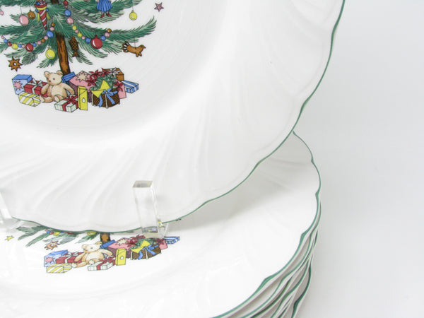 Vintage Nikko Happy Holidays Dinner Plates with Christmas Tree Pattern - 8 Pieces
