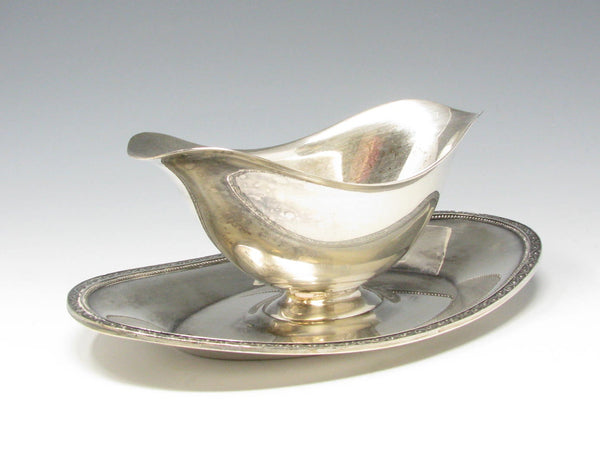 Vintage Oneida Community Lakewood Silverplate Gravy Boat with Attached Underplate