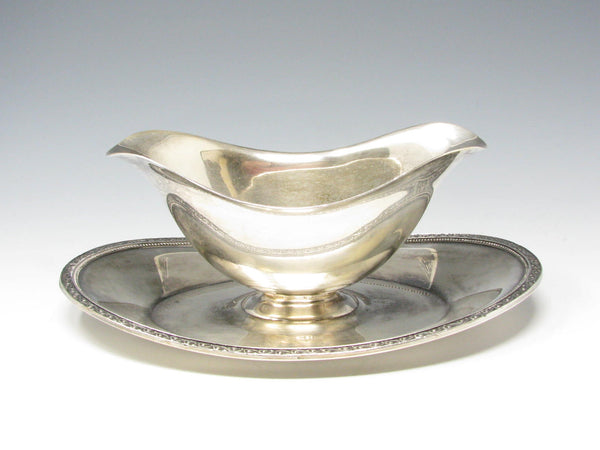 Vintage Oneida Community Lakewood Silverplate Gravy Boat with Attached Underplate