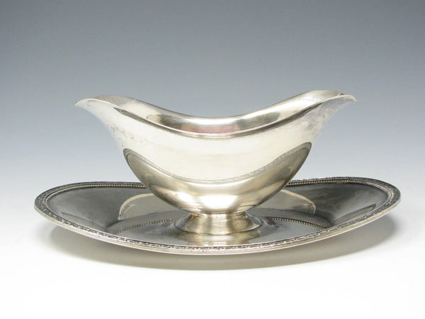 Vintage Oneida Community Lakewood Silverplate Gravy Boat with Attached Underplate