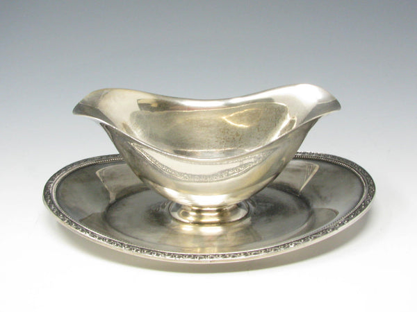 Vintage Oneida Community Lakewood Silverplate Gravy Boat with Attached Underplate