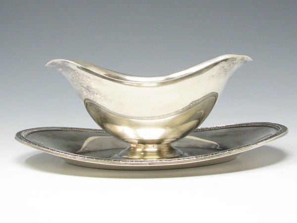 Vintage Oneida Community Lakewood Silverplate Gravy Boat with Attached Underplate