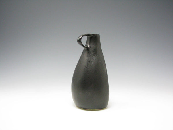 Vintage Organic Shaped Matte Black Glazed Pottery Bud Vase