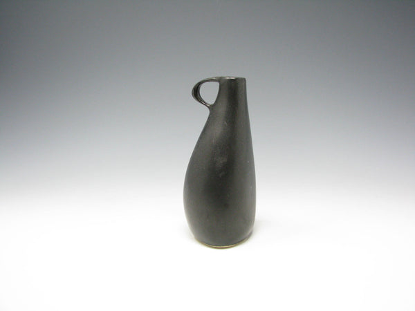 Vintage Organic Shaped Matte Black Glazed Pottery Bud Vase