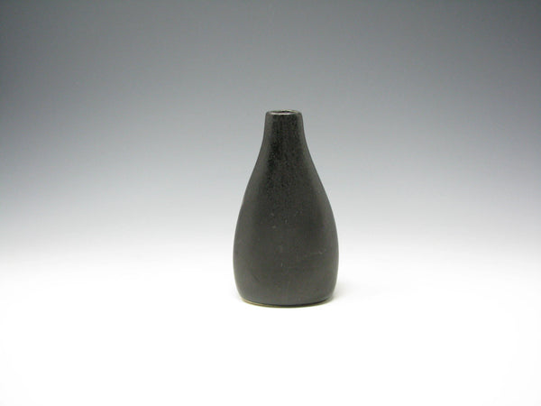 Vintage Organic Shaped Matte Black Glazed Pottery Bud Vase