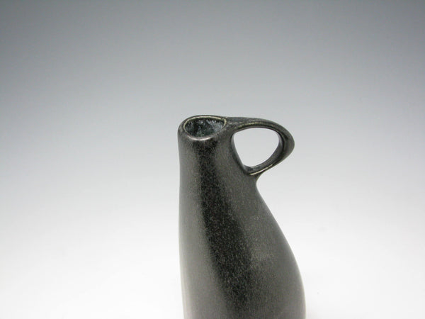 Vintage Organic Shaped Matte Black Glazed Pottery Bud Vase