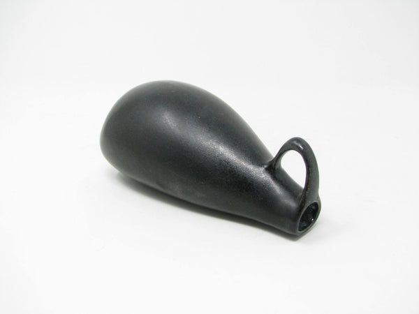 Vintage Organic Shaped Matte Black Glazed Pottery Bud Vase