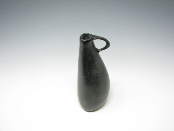 Vintage Organic Shaped Matte Black Glazed Pottery Bud Vase