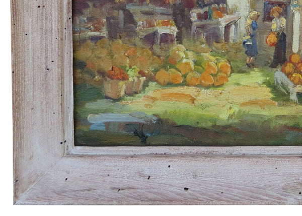 edgebrookhouse - Vintage Original Dorothy Frantz Framed Oil on Canvas of Country Farmstand - Signed