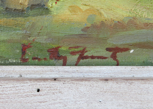 edgebrookhouse - Vintage Original Dorothy Frantz Framed Oil on Canvas of Country Farmstand - Signed