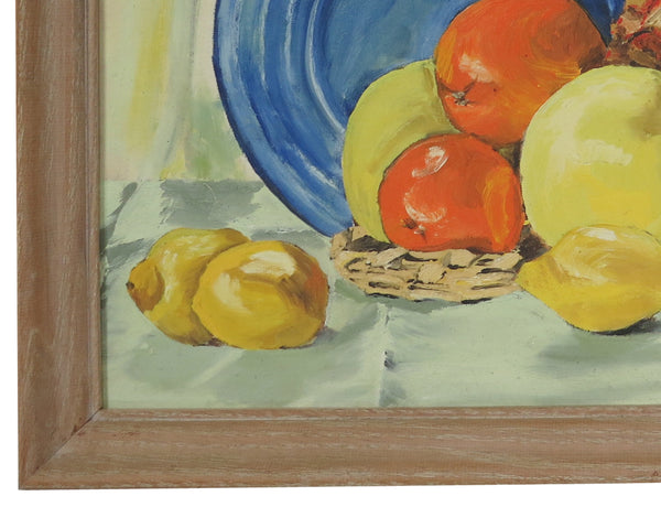 edgebrookhouse - Vintage Orita Larson Framed Oil on Mason Board - "Still Life With Pineapple"